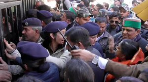 Congress MLA Asha Kumari slapped lady police constable during Rahul Gandhi Shimla Visit on Friday. Express Photo by Pradeep Kumar 29/12/17
